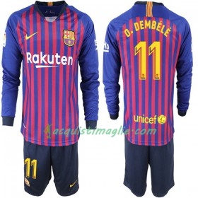 Divisa di Calcio Barcellona O. Dembele 11 Bambino Prima 2018/2019 Manica Lunga